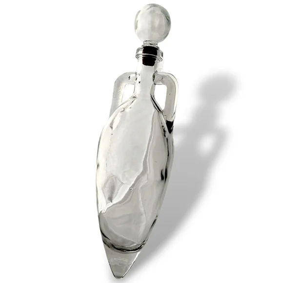Vintage Glass Amphora Liquor Decanter w Wrought Iron Display Stand - Picture 2 of 8
